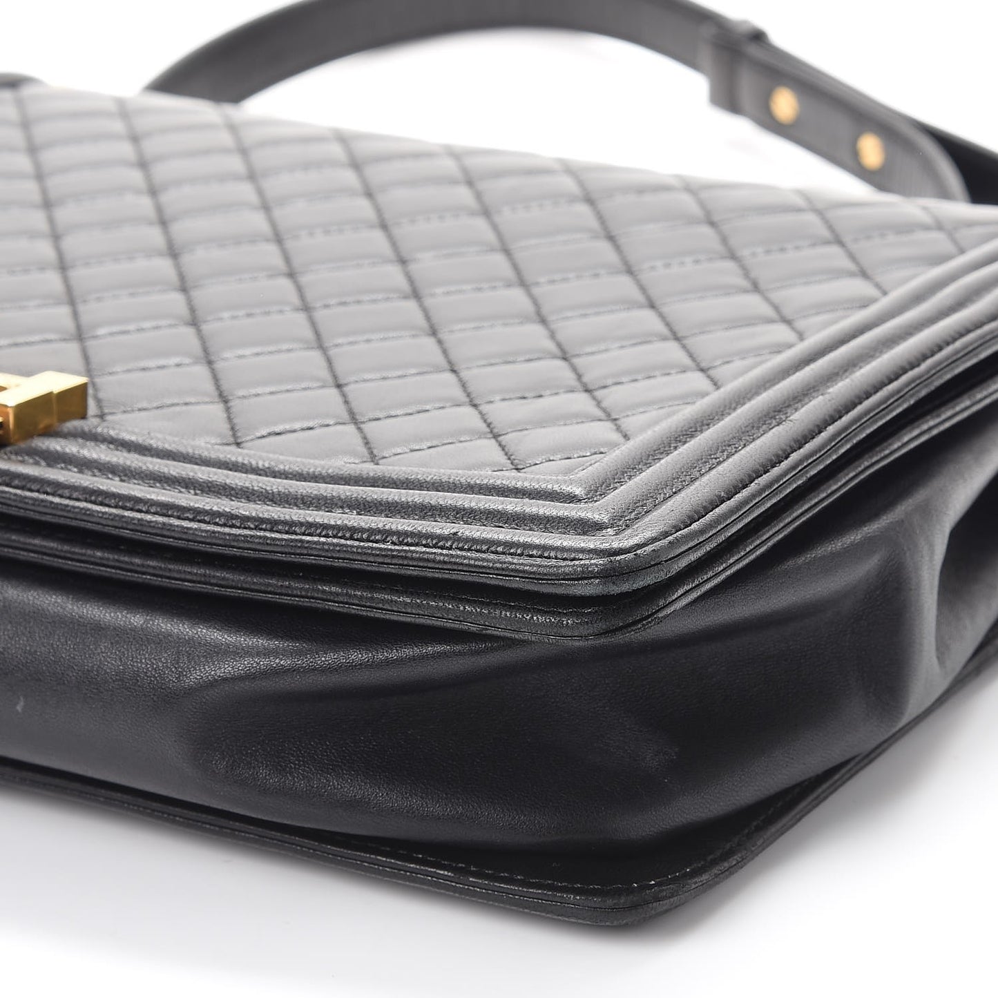 Lambskin Quilted Large Boy Flap Black