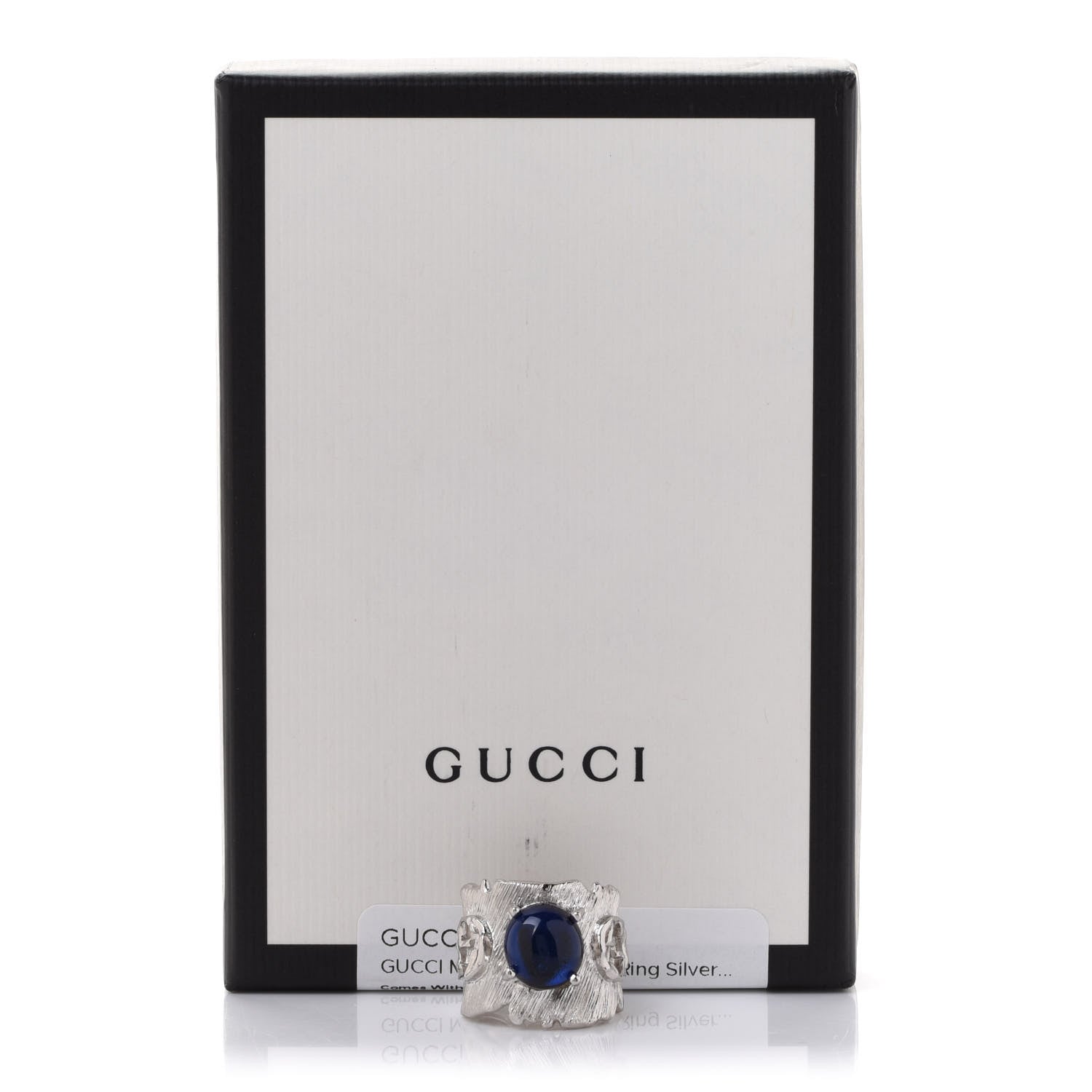 Gucci Metal Crystal GG Ring M Silver Blue 5 of 5