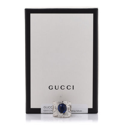 Gucci Metal Crystal GG Ring M Silver Blue 5 of 5