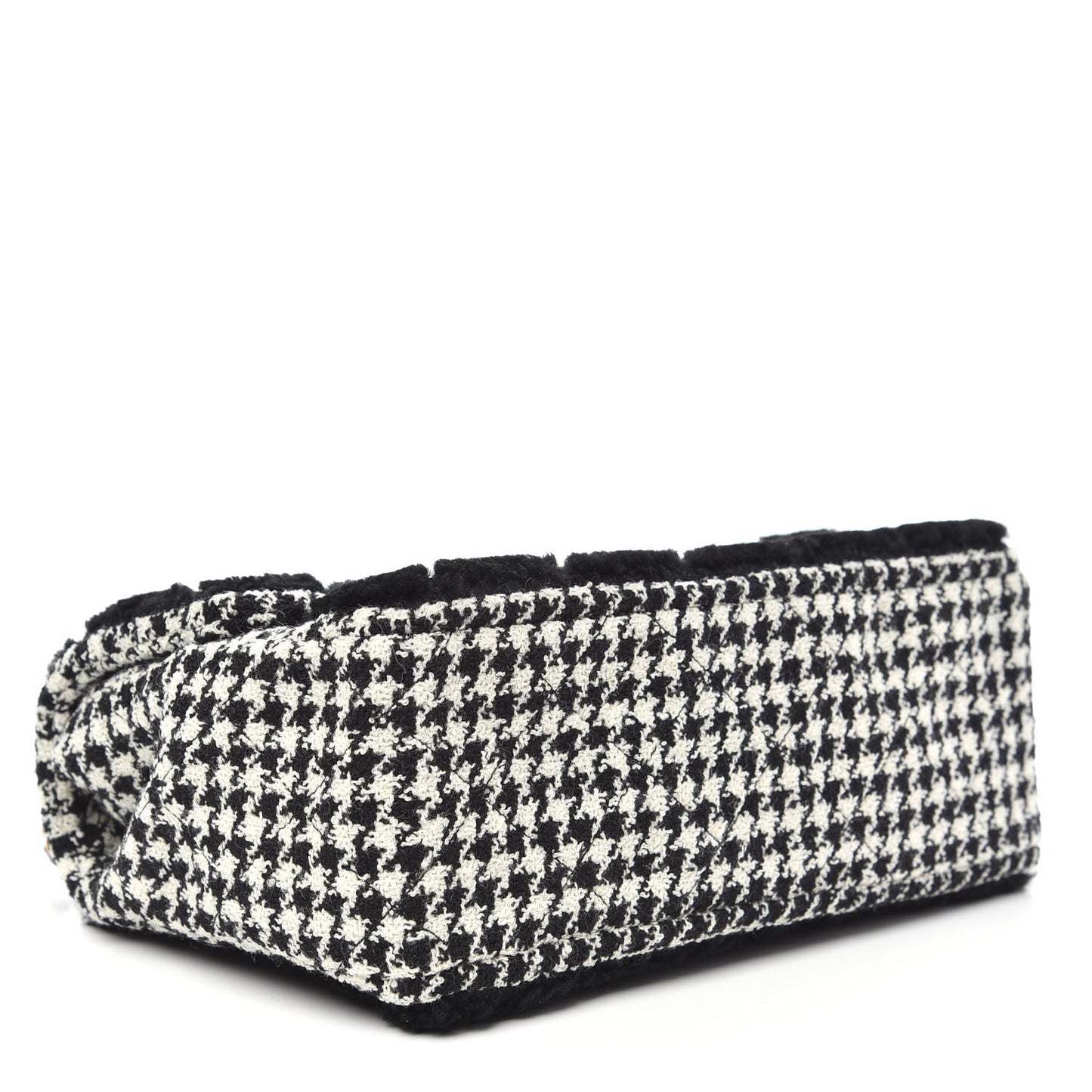 Shearling Tweed Jumbo Single Flap Black White