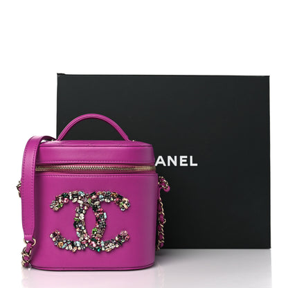 Chanel Lambskin Quilted Crystal CC Vanity Case Purple 11 of 11