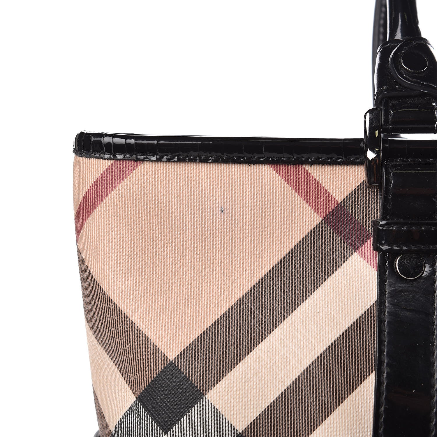 Burberry Patent Supernova Check Medium Denham Tote Black 13 of 15