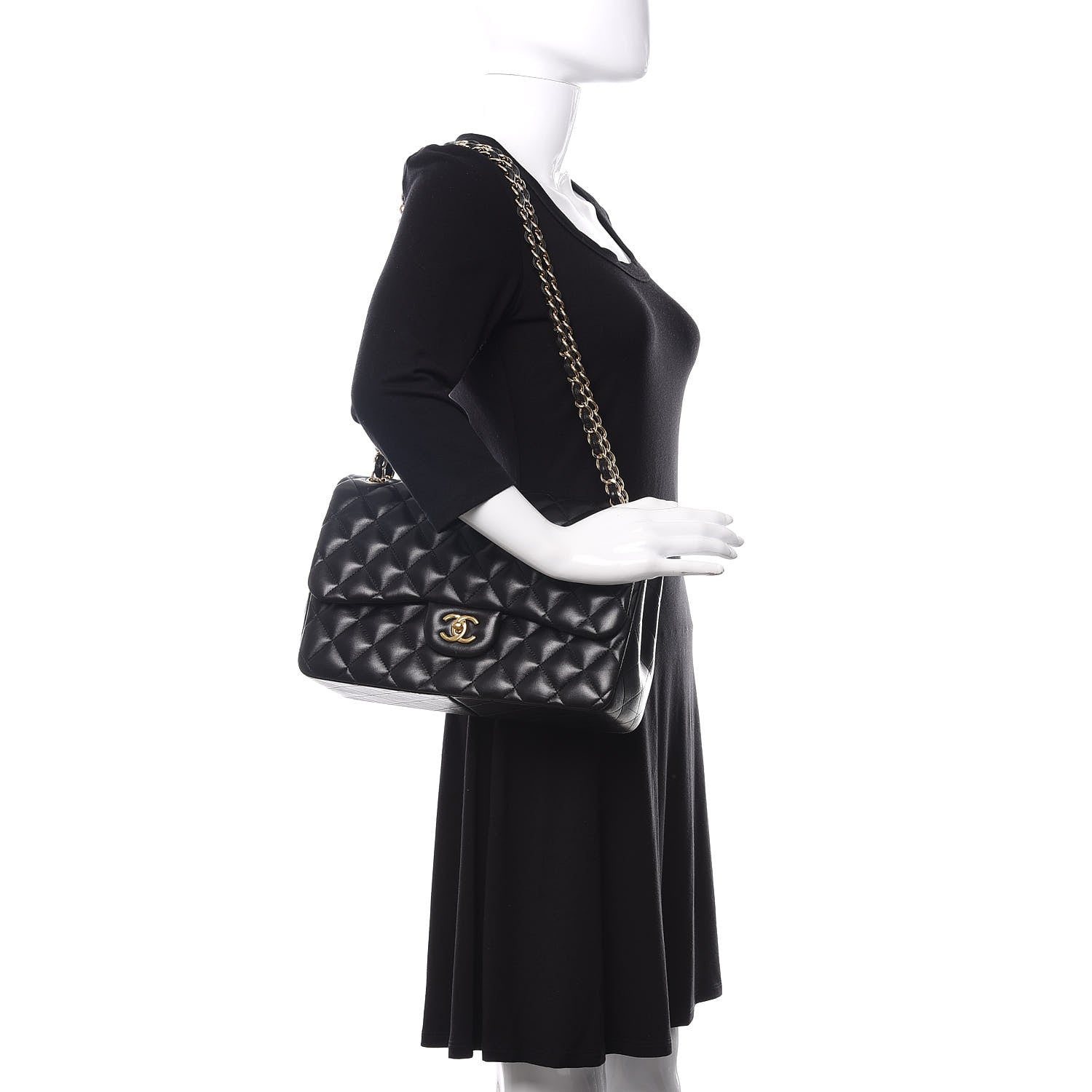 Chanel Lambskin Quilted Jumbo Double Flap Black 2 of 19