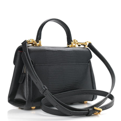 Dolce & Gabbana Calfskin Iguana Embossed Mini Lucia Satchel Black 3 of 10