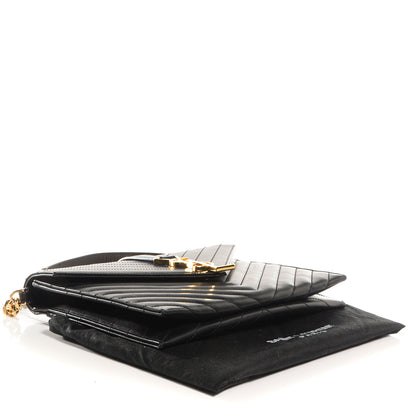 Saint Laurent Lambskin Matelasse Chevron Medium Monogram Satchel Black 5 of 10