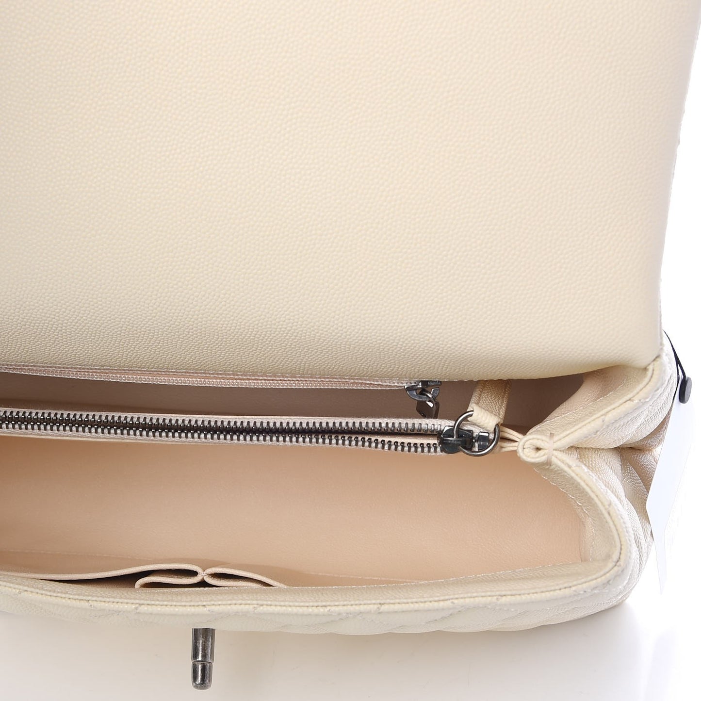 Caviar Lizard Quilted Small Coco Handle Flap White Red
