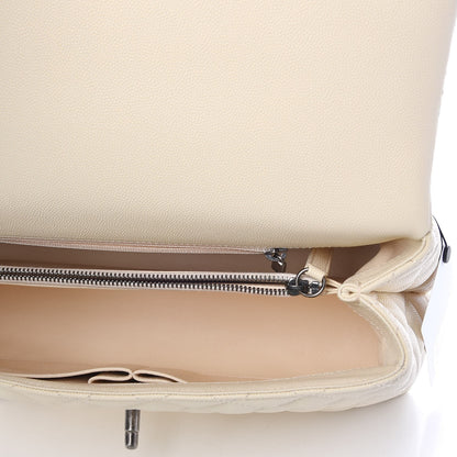 Chanel Caviar Lizard Quilted Small Coco Handle Flap White Red 6 of 9