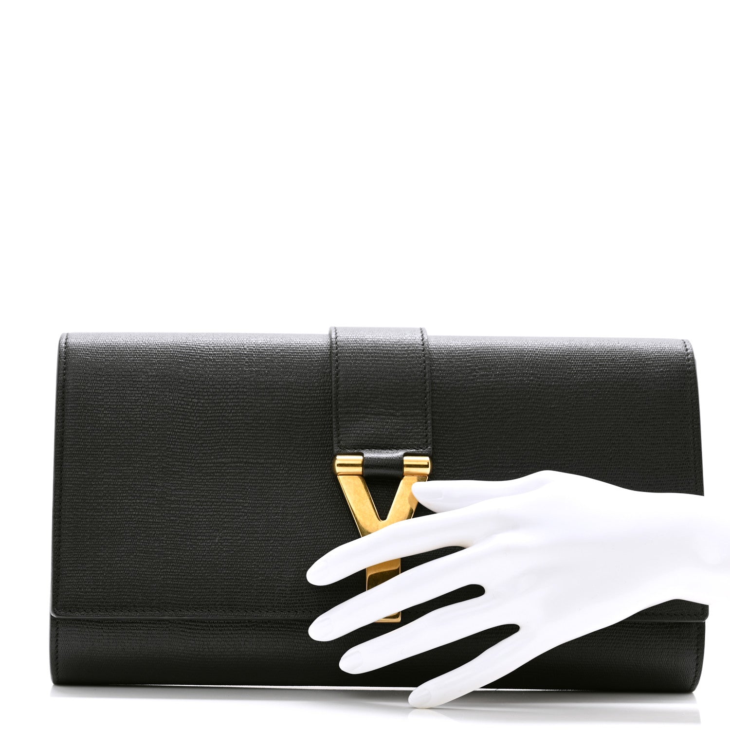 Saint Laurent Textured Calfskin Classic Y Ligne Clutch Black 2 of 7