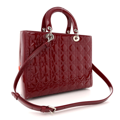 Christian Dior Patent Cannage Large Lady Dior Red 2 of 12