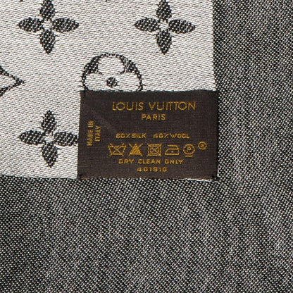 Louis Vuitton Silk Wool Monogram Denim Shawl Black 5 of 5