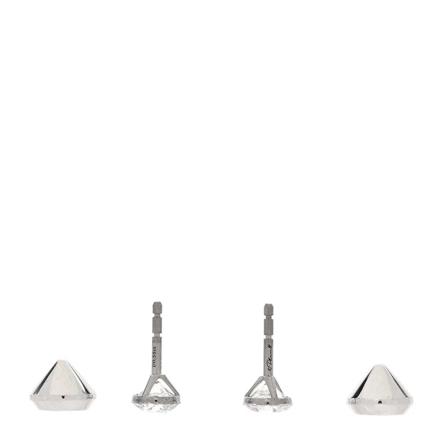 X PHARRELL Platinum Metal Diamond 1.17ctw TItan Stud Earrings