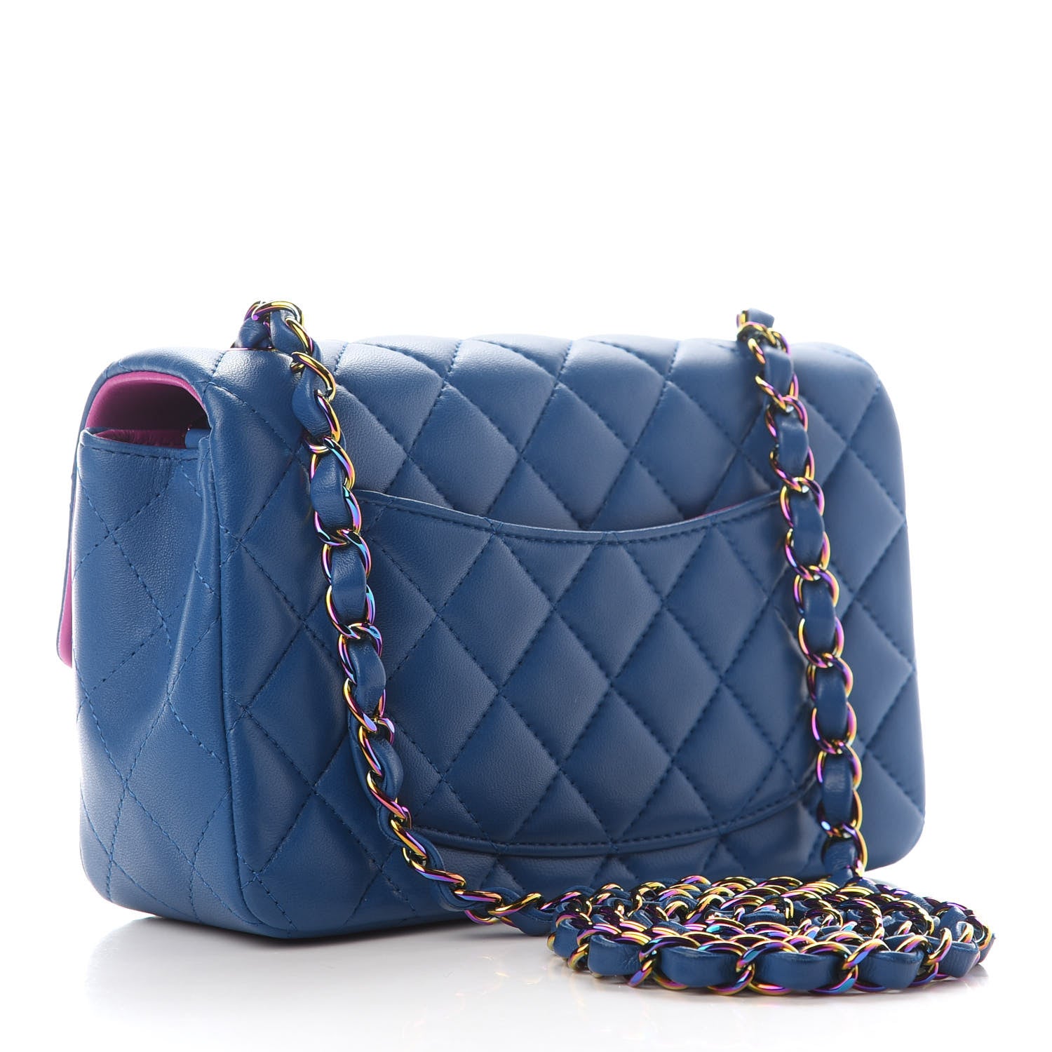 Chanel Lambskin Quilted Mini Rectangular Flap Blue Purple 3 of 9