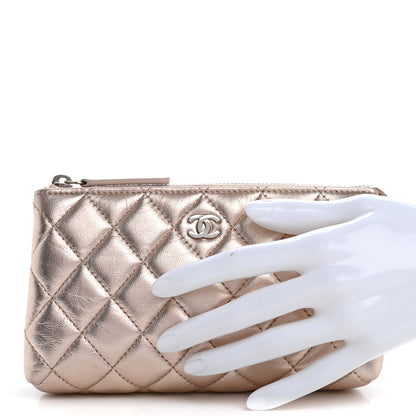 Chanel Metallic Lambskin Quilted Cosmetic Pouch Light Pink 2 of 8