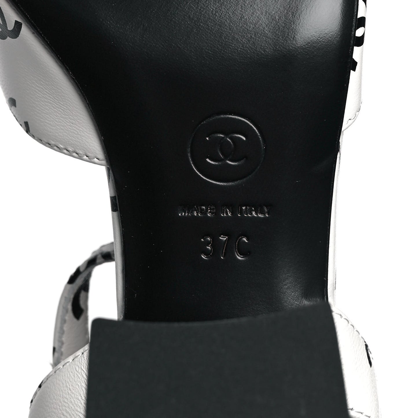 Lambskin Printed Coco Beach Sandals 37 White Black