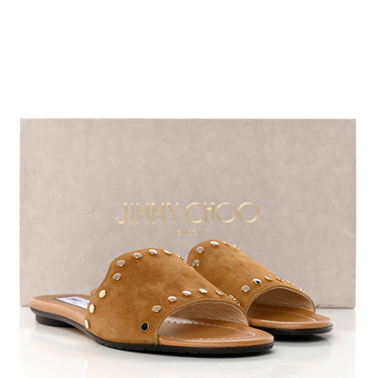 Jimmy Choo Suede Nanda Studded Flat Slide Sandals 35.5 Brown 8 of 8