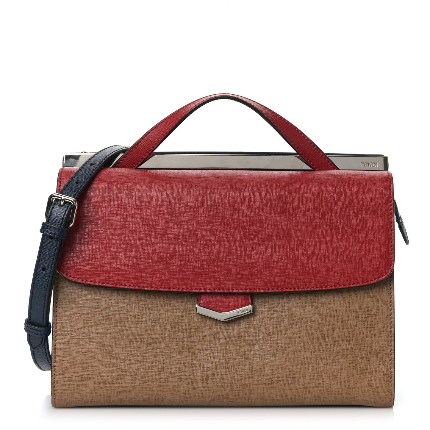 Vitello Elite Flamingo Colorblock Demi Jour Shoulder Bag Orzo Mattone Maldives