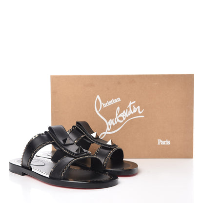 Christian Louboutin Calf Lisse Mens Montezuplage Flat Slide Sandals 40 Black Anthracite 10 of 10