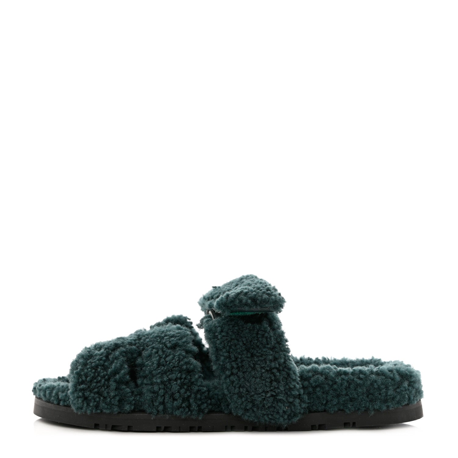 Hermes Woolskin Womens Chypre Sandals 36.5 Vert Anglais 1 of 10