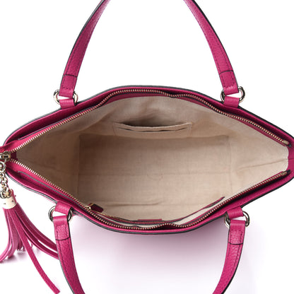 Gucci Pebbled Calfskin Small Soho Top Handle Bag Bright Bougainvillea 5 of 12