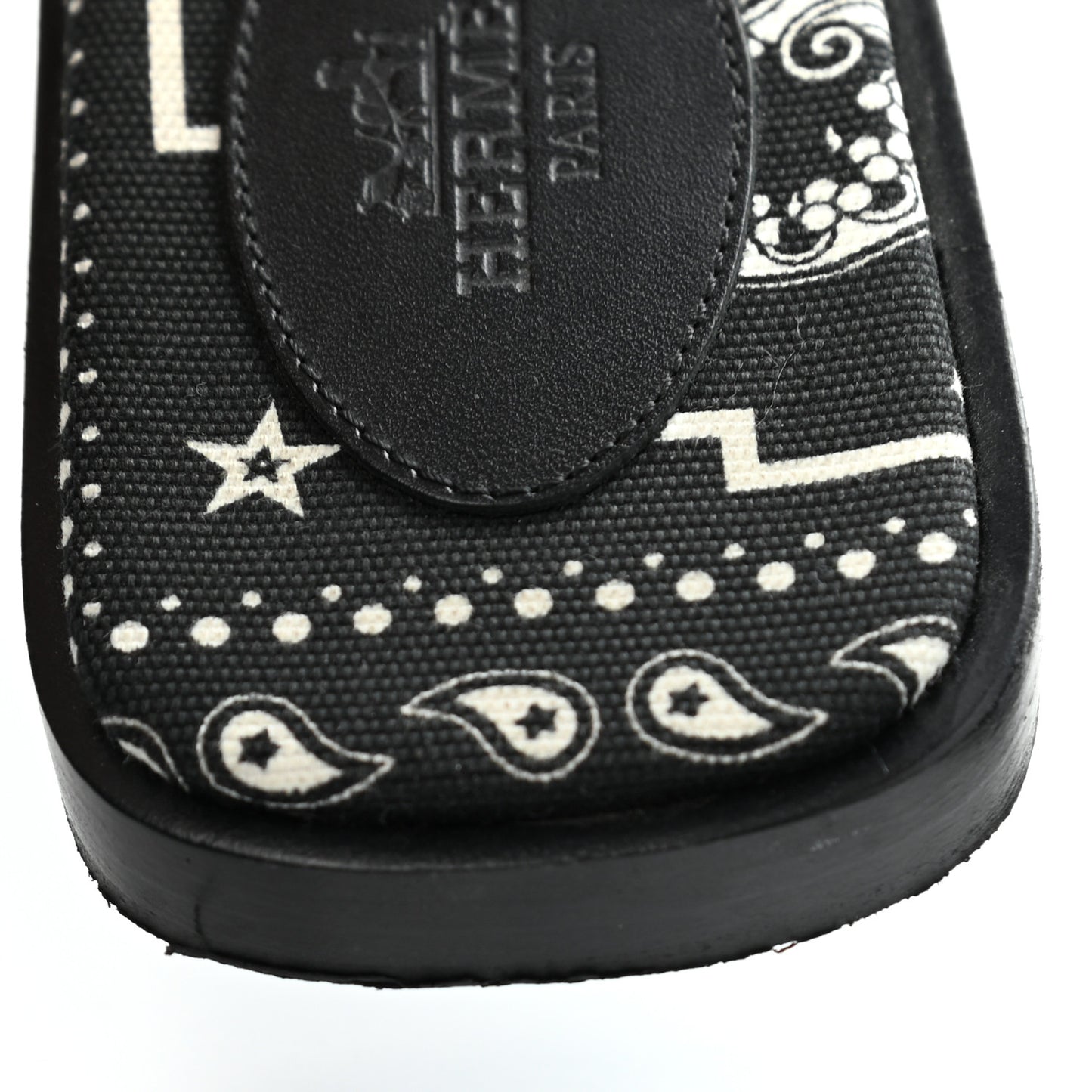 Box Cotton Canvas Printed Les Cles Bandana Oran Sandals 36 Black