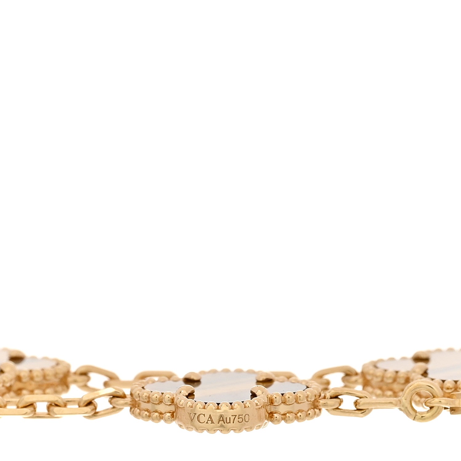 Van Cleef & Arpels 18K Yellow Gold Tiger Eye 5 Motifs Vintage Alhambra Bracelet 3 of 5