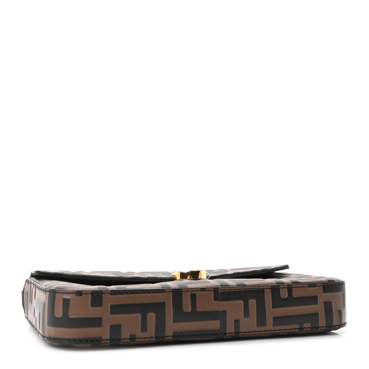 Fendi Vitello Soft F is Fendi Bi-Color FF 1974 Embossed Envelope Wallet On Chain with Pouches Maya Black 6 of 12