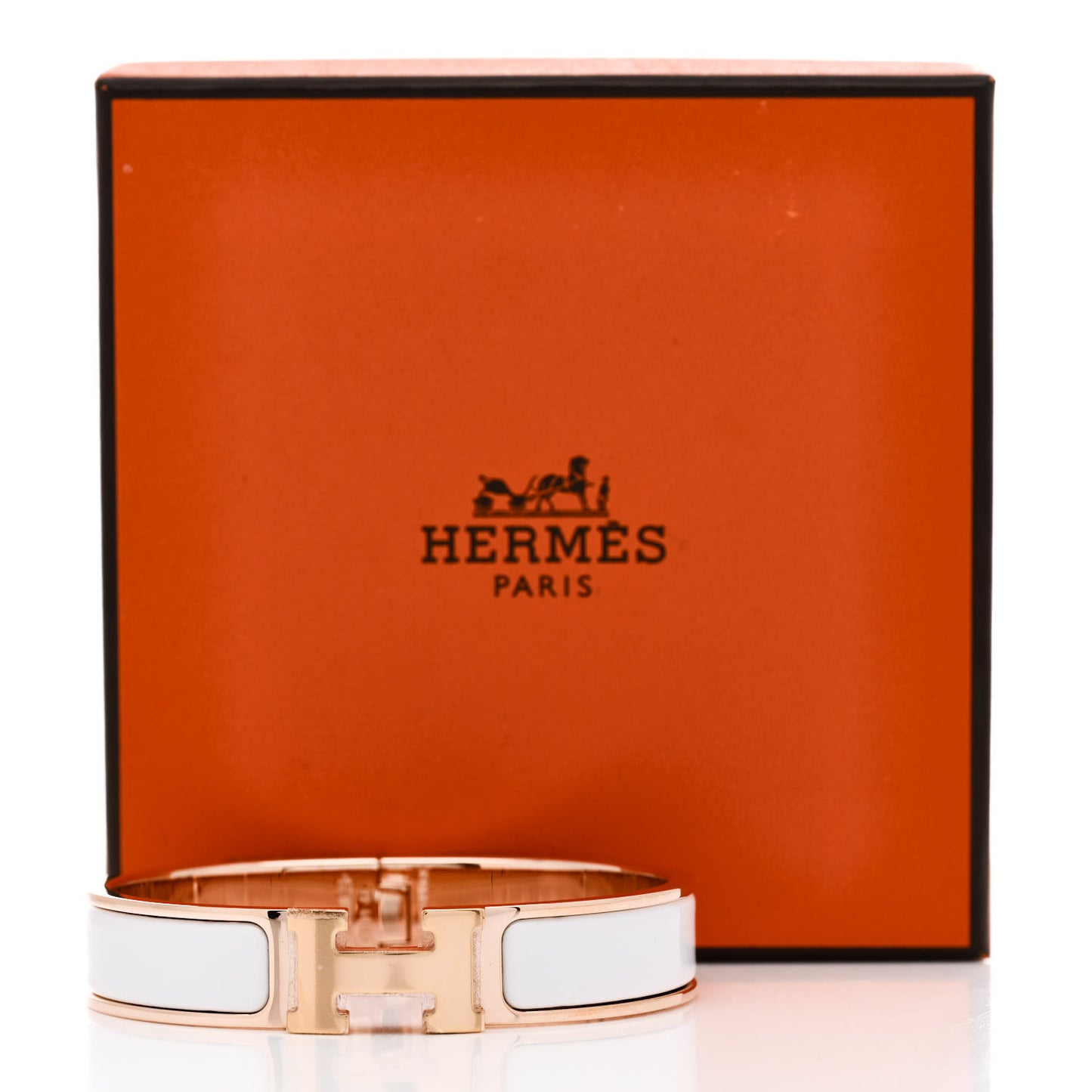 Enamel Narrow Clic Clac H Bracelet PM White