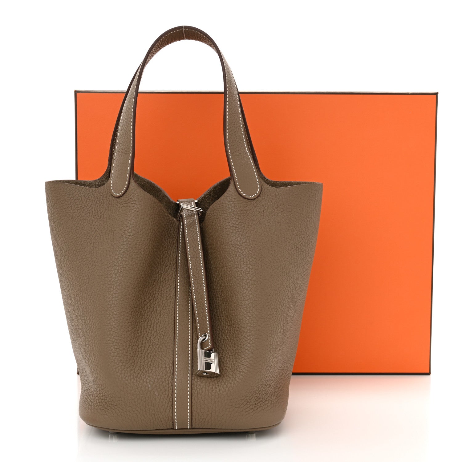 Hermes Taurillon Clemence Picotin Lock 22 MM Etoupe 11 of 11