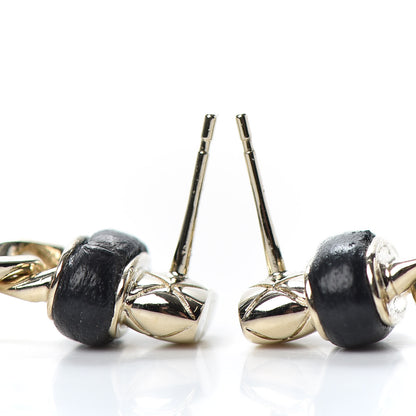 Chanel Lambskin CC Turnlock Drop Earrings Gold Black 3 of 4