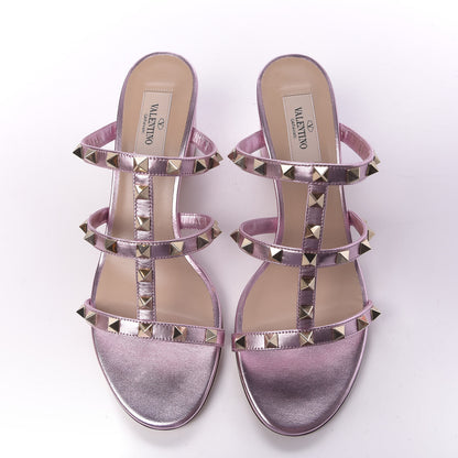 Valentino Garavani Metallic Nappa Rockstud 60mm Caged Slide Sandals 38.5 Giacinto 5 of 11