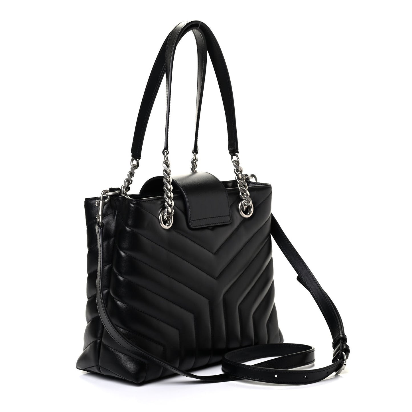 Calfskin Y Quilted Monogram Small Loulou Shopper Black