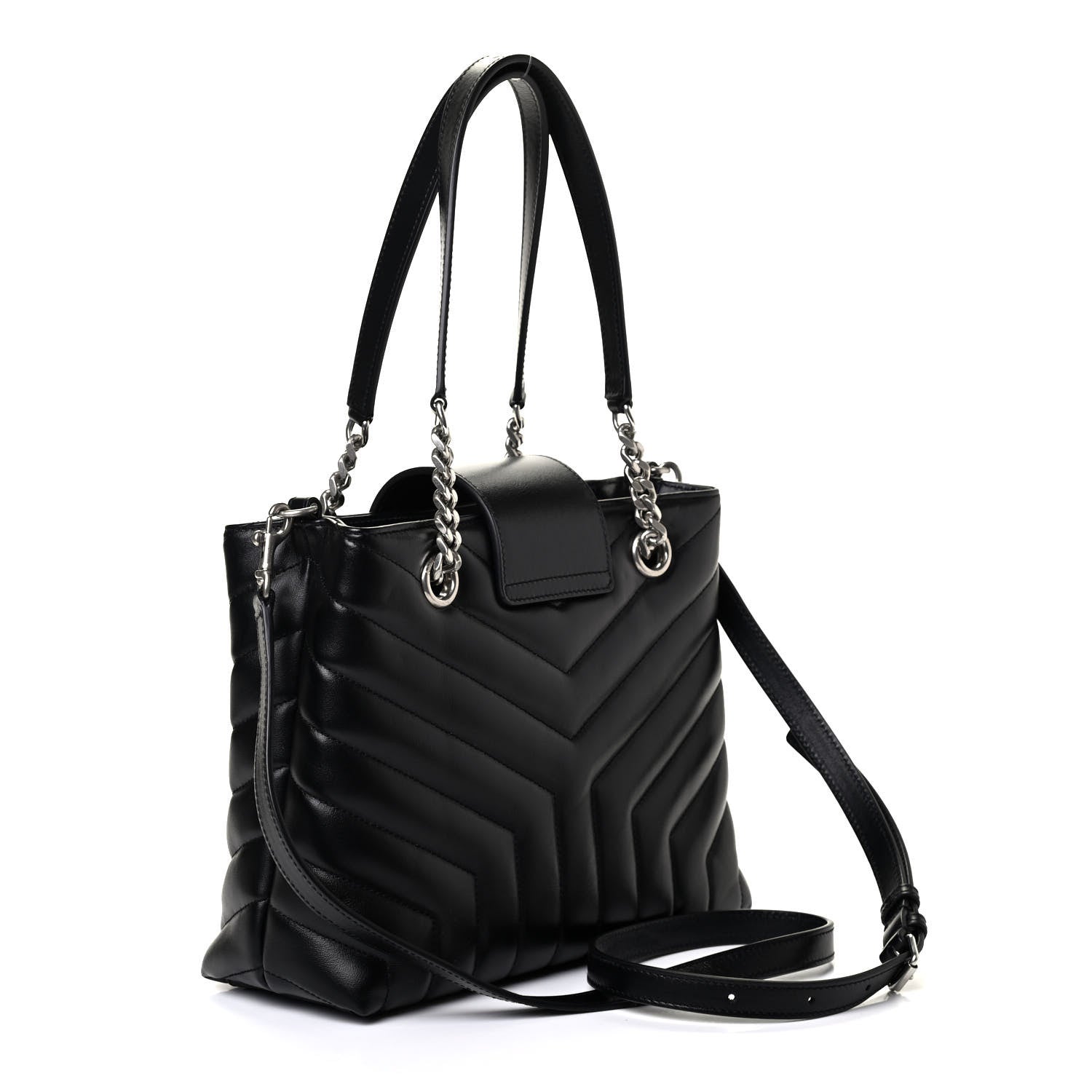 Saint Laurent Calfskin Y Quilted Monogram Small Loulou Shopper Black 2 of 4