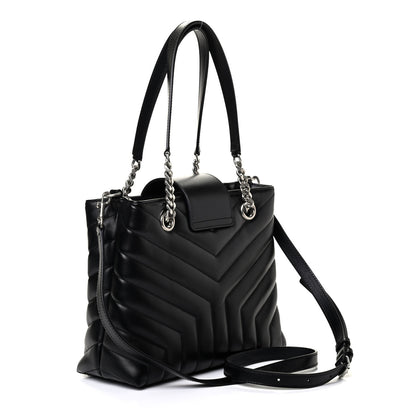 Saint Laurent Calfskin Y Quilted Monogram Small Loulou Shopper Black 2 of 4