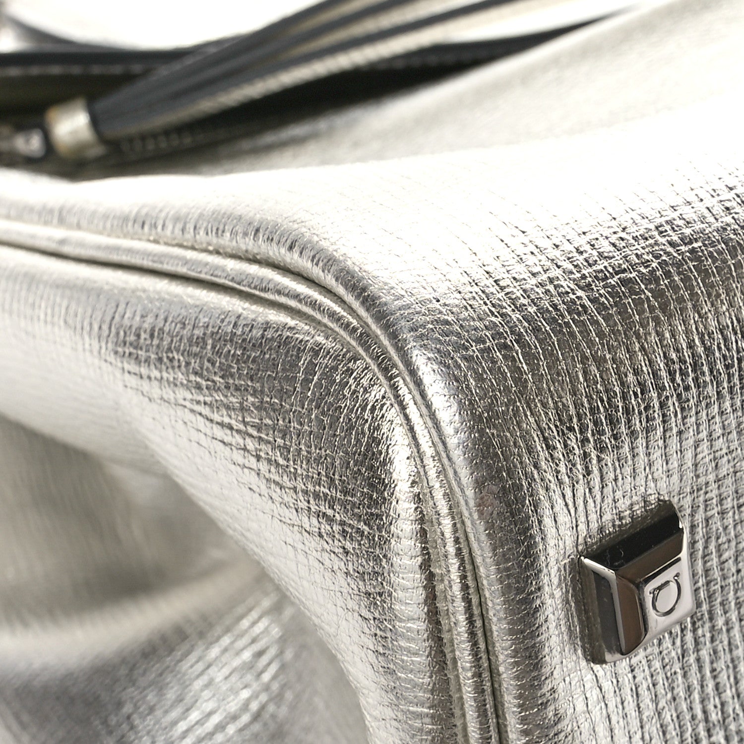Salvatore Ferragamo Metallic Hammered Calfskin Studio Top Handle Bag Silver 8 of 12