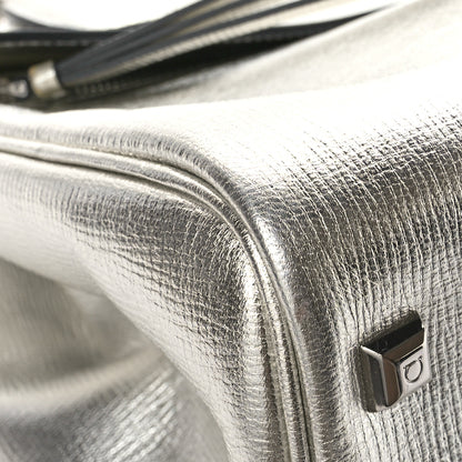 Salvatore Ferragamo Metallic Hammered Calfskin Studio Top Handle Bag Silver 8 of 12