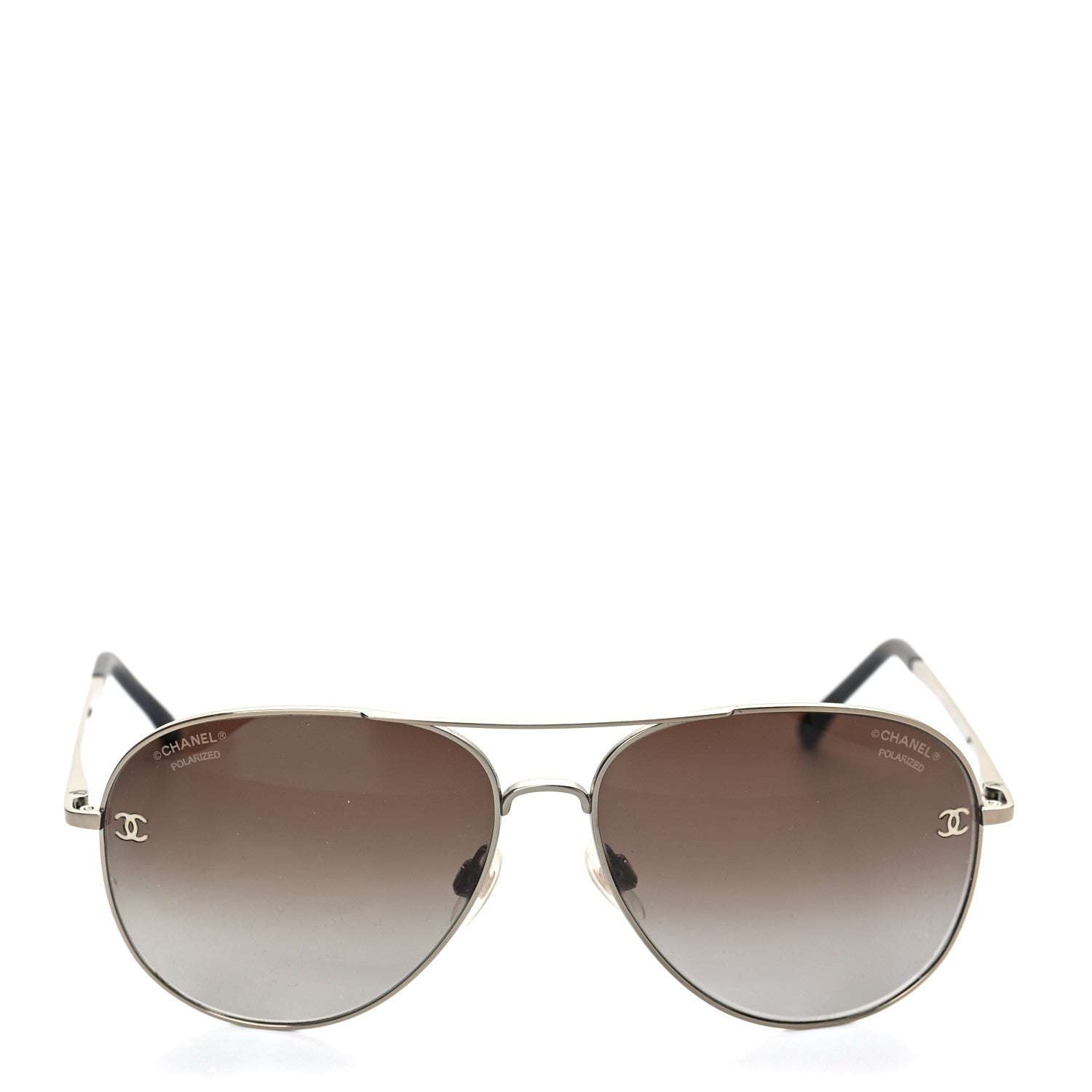 Chanel Metal Polarized Aviator CC Sunglasses 4189-T-Q Brown 2 of 8