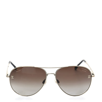 Chanel Metal Polarized Aviator CC Sunglasses 4189-T-Q Brown 2 of 8