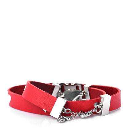 Christian Dior Calfskin Dior Heart Double Bracelet Red 3 of 5