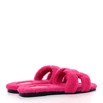 Hermes Woolskin Oran Sandals 36.5 Rose Fuchsia 3 of 4