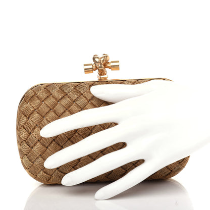 Bottega Veneta Intreccio Oro Bruciato Knot Clutch 2 of 7