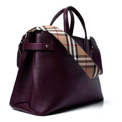 Burberry Derby Calfskin House Check Medium Banner Tote Mahogany Red 2 of 4
