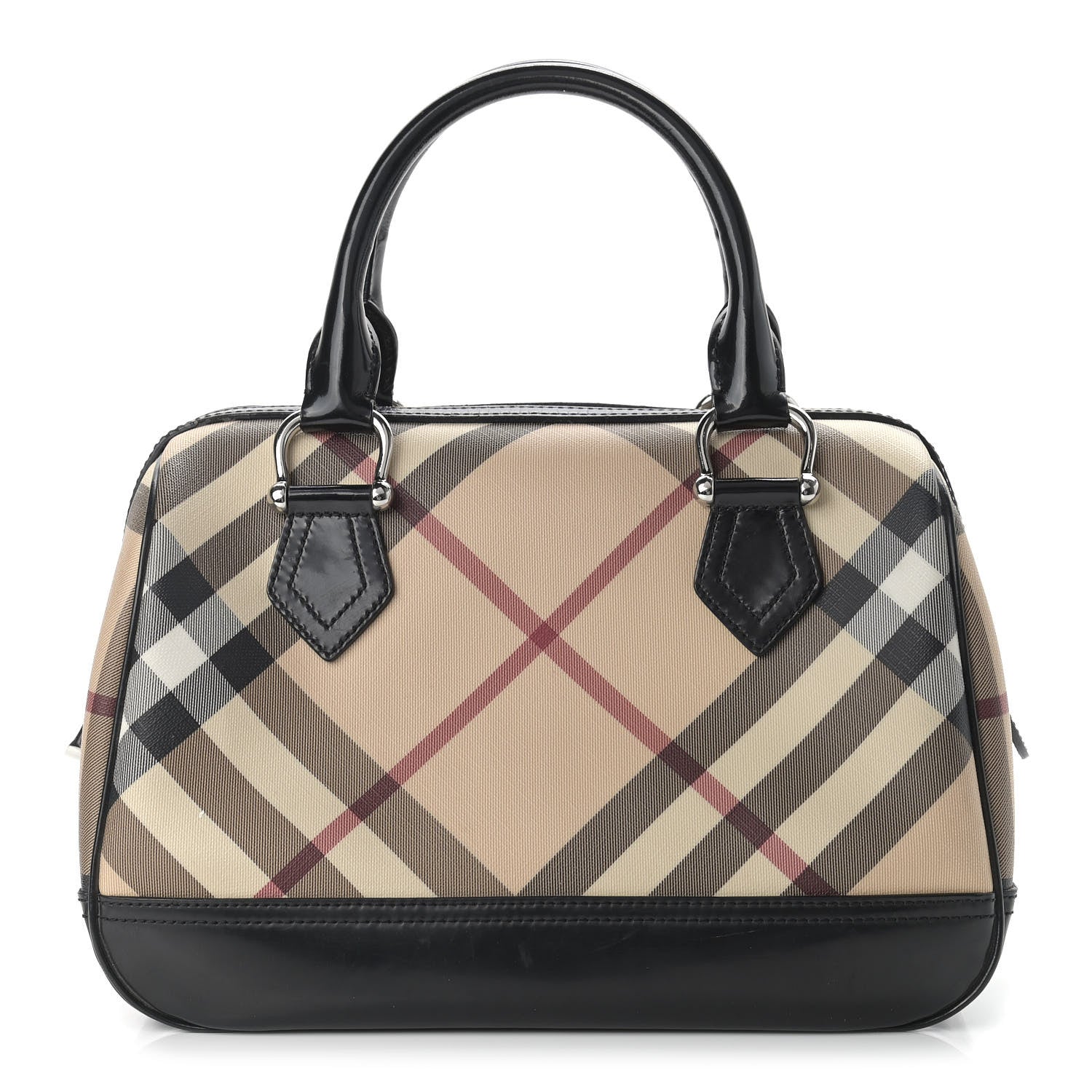 Burberry Supernova Check Patent Bowling Bag Black 1 of 19