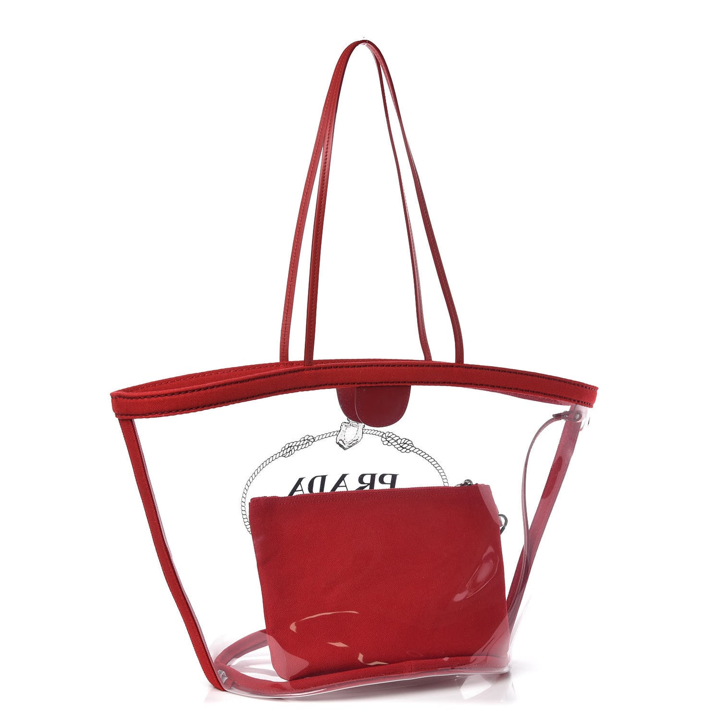 Plexiglass Calfskin Small Shopper Tote Rosso