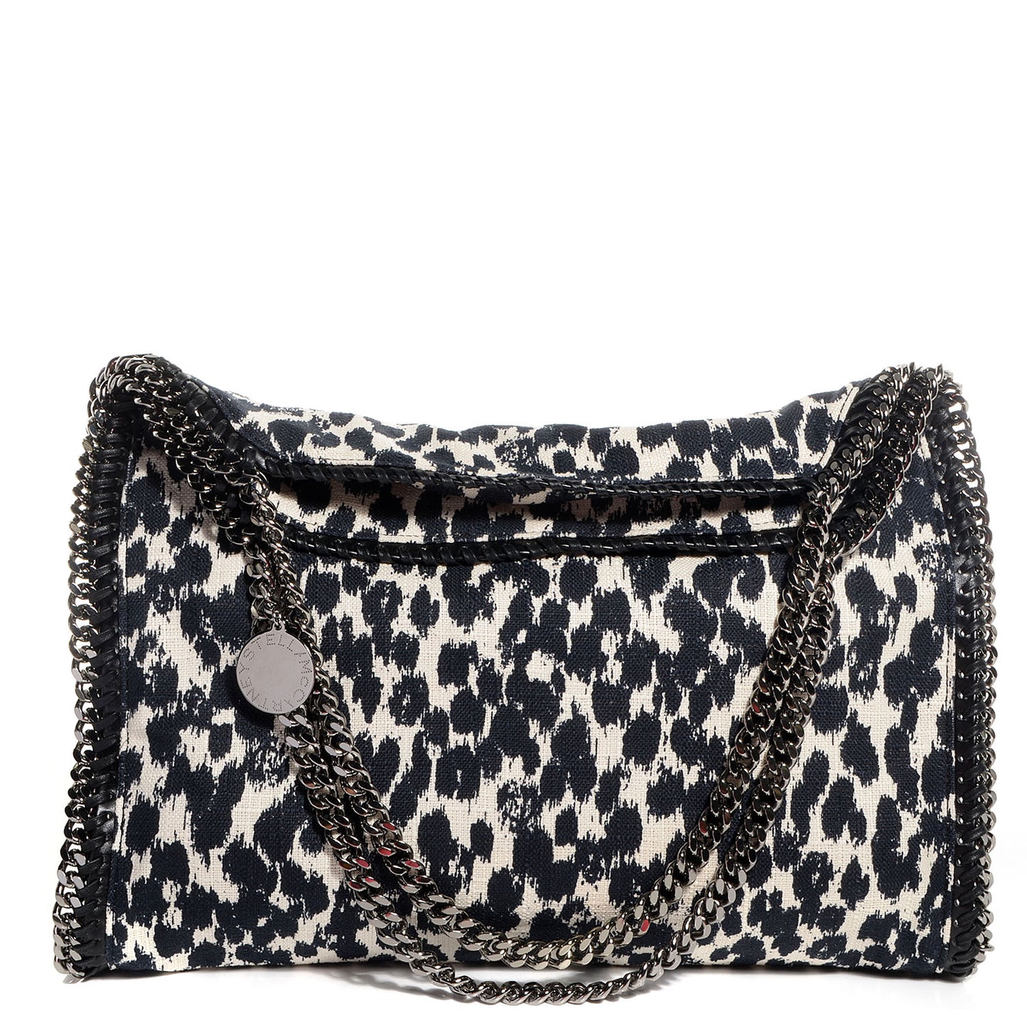 Linen Leopard Small Falabella Tote Navy