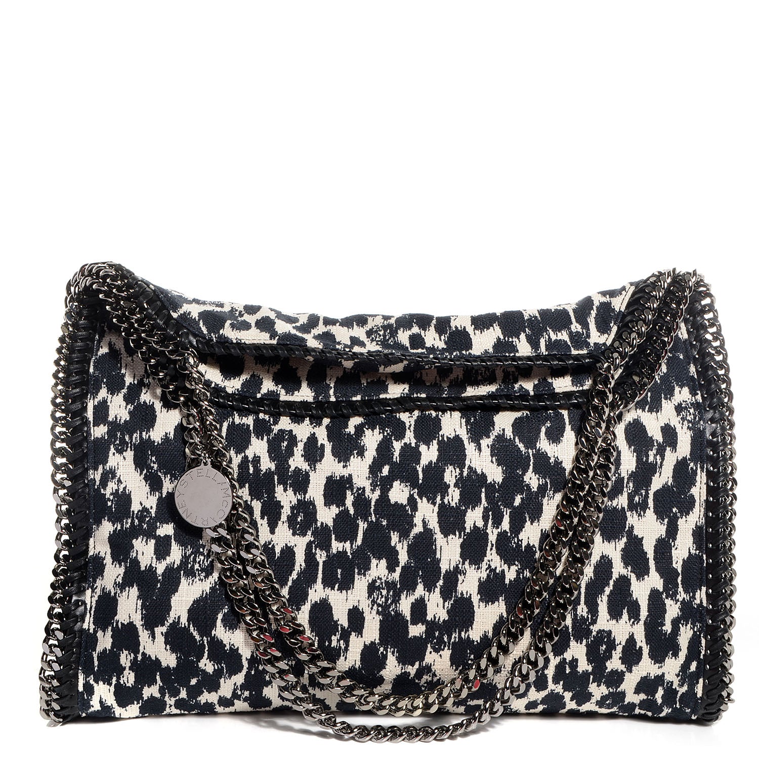 Stella McCartney Linen Leopard Small Falabella Tote Navy 1 of 8