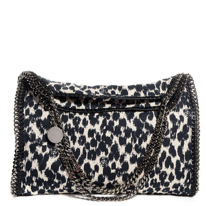 Stella McCartney Linen Leopard Small Falabella Tote Navy 1 of 8