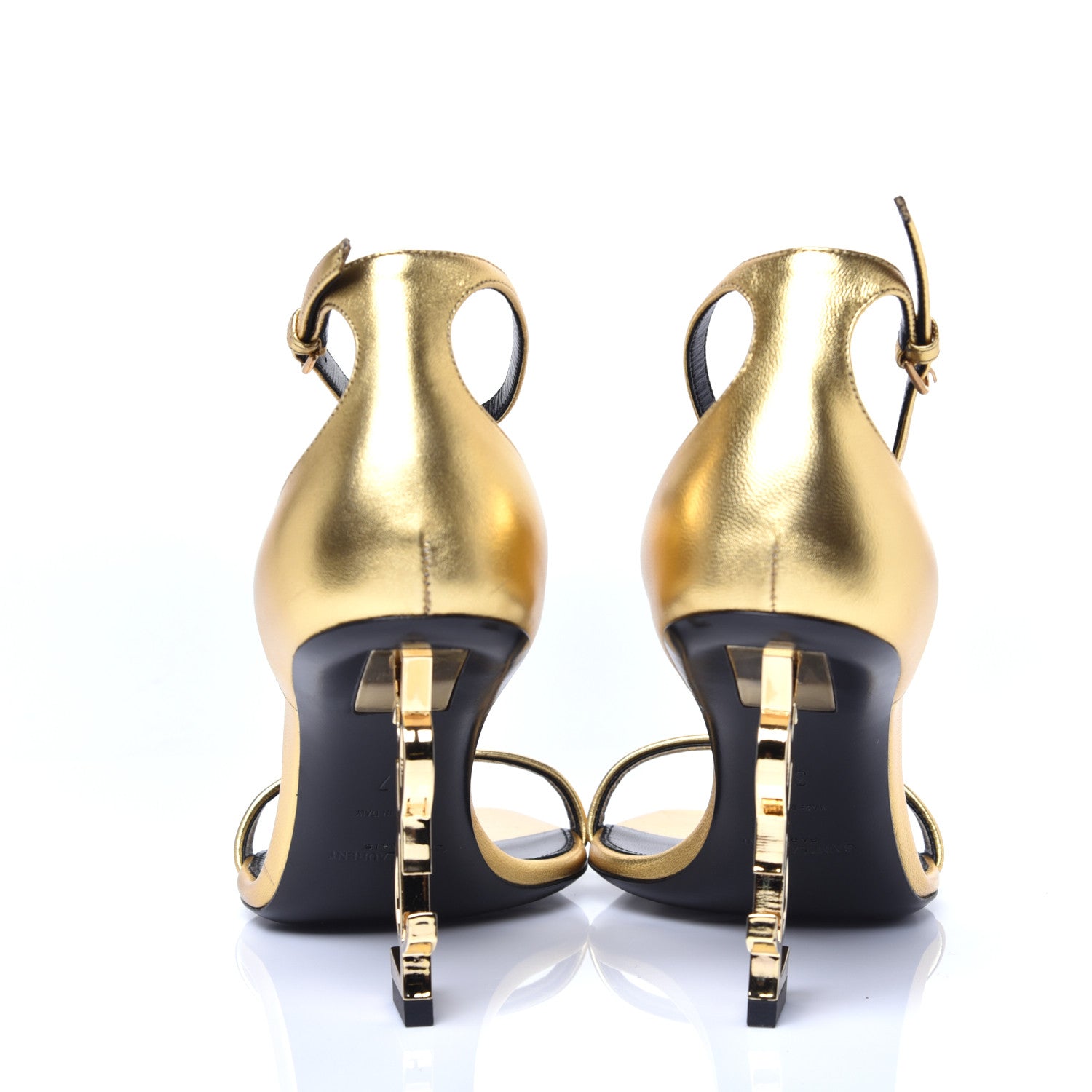 Saint Laurent Metallic Lambskin Opyum 110 Sandals 37 Oro 7 of 10