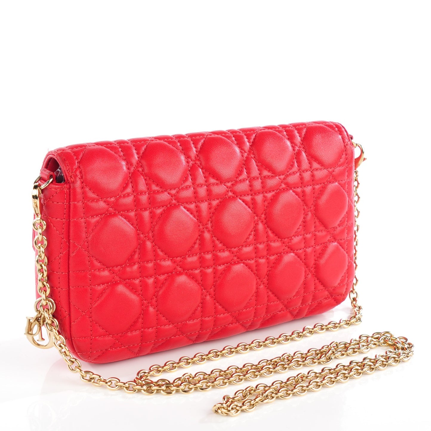 Lambskin Cannage Miss Dior Promenade Pouch Red