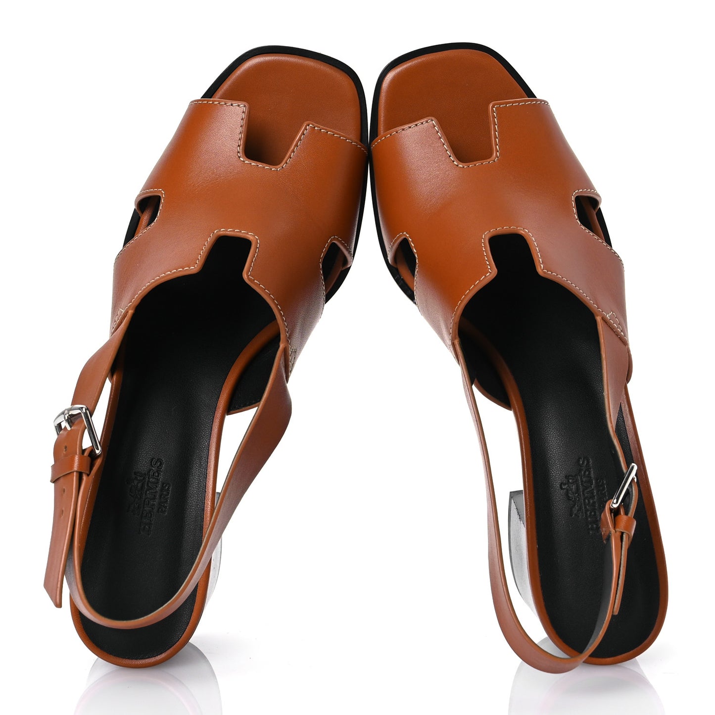 Calfskin Elbe 60 Sandals 38.5 Marron Glaise
