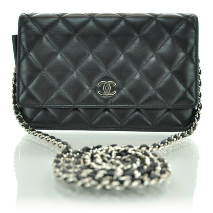 Chanel Lambskin Quilted Wallet On Chain WOC Black 1 of 12